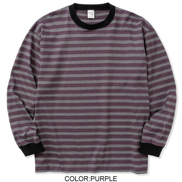 CALEE/キャリー】DROP SHOULDER NARROW PITCH BORDER L/S CUTSEW