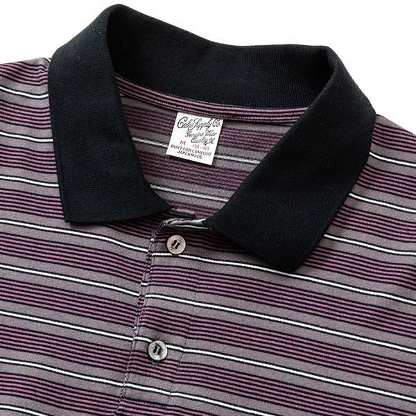 CALEE/キャリー】DROP SHOULDER NARROW PITCH BORDER POLO SHIRT