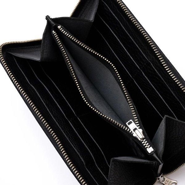CALEE PLANE LEATHER ROUND ZIP LONG WALLET - ONE'S FORTE