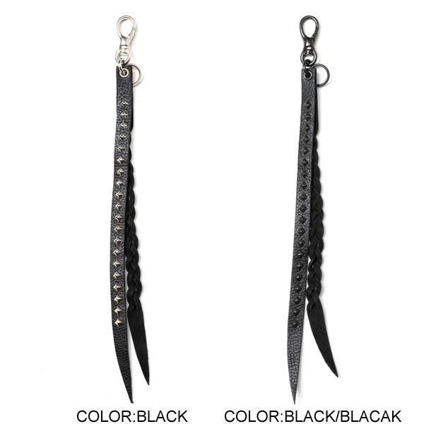 CALEE STUDS & KNITTING LEATHER LONG KEY RING TYPE Bڥ󥰡