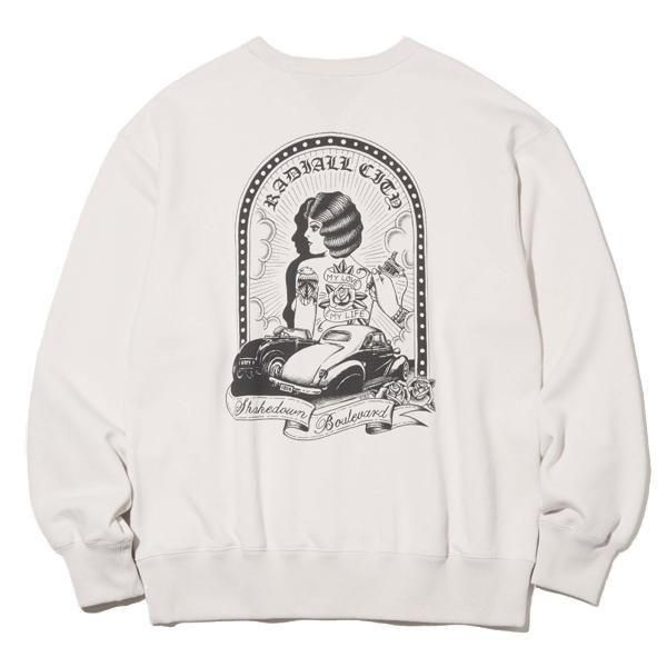 【RADIALL/ラディアル】BOULEVARD - LOOPWHEEL CREW NECK SWEATSHIRT L/S (SNOW WHITE)【クルーネックスウェット】
