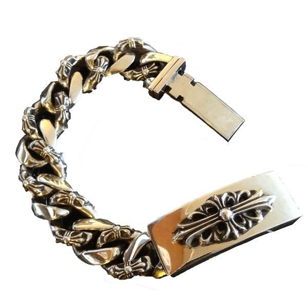 クロムハーツ フローラルクロス IDブレスレット ファンシー / CHROME HEARTS floral cross bracelet