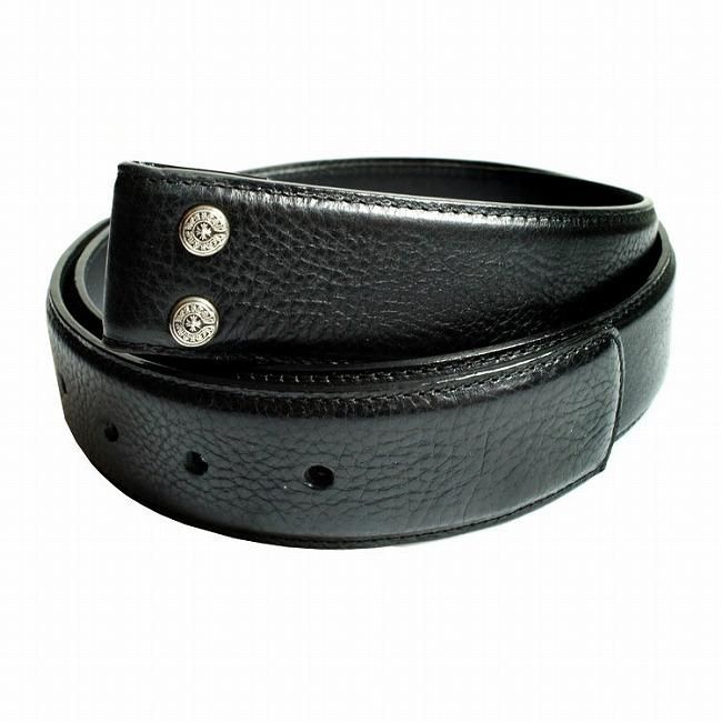 クロムハーツ プレーン ブラックレザー 1.5　ベルト ホースシュー リベット / CHROME HEARTS belt