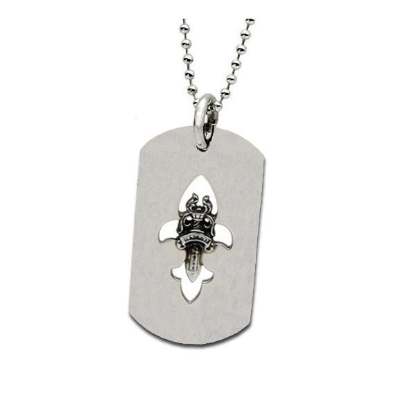 クロムハーツ フレア ダガー ドッグタグ シルバーネックレス / CHROME HEARTS fleur dagger silver dog tag