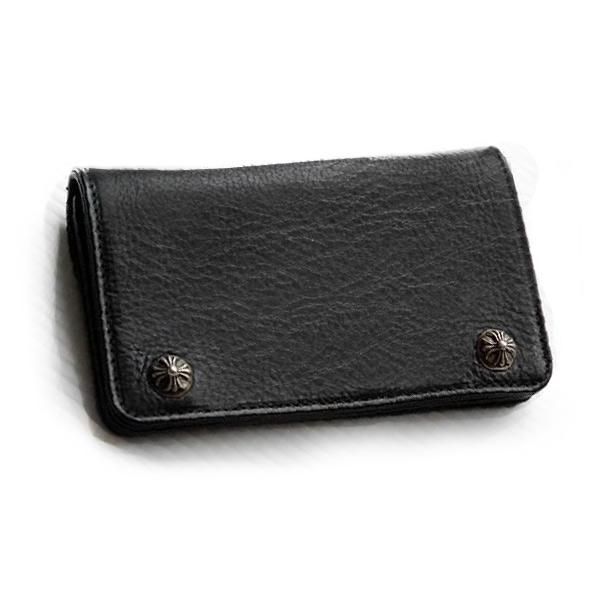 クロムハーツ 1ジップ クロスボタン ヘビーレザー ウォレット / CHROME HEARTS 1 zip CH plus wallet