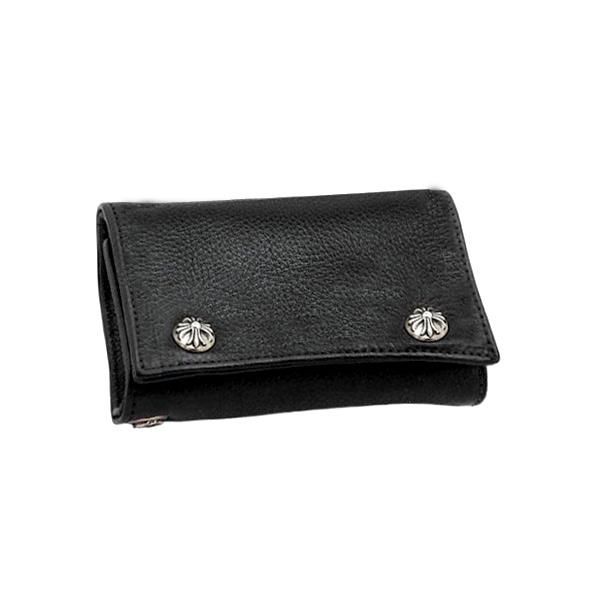 クロムハーツ 3フォールド ウォレット クロスボタン ヘビーレザー / CHROME HEARTS 3 fold wallet