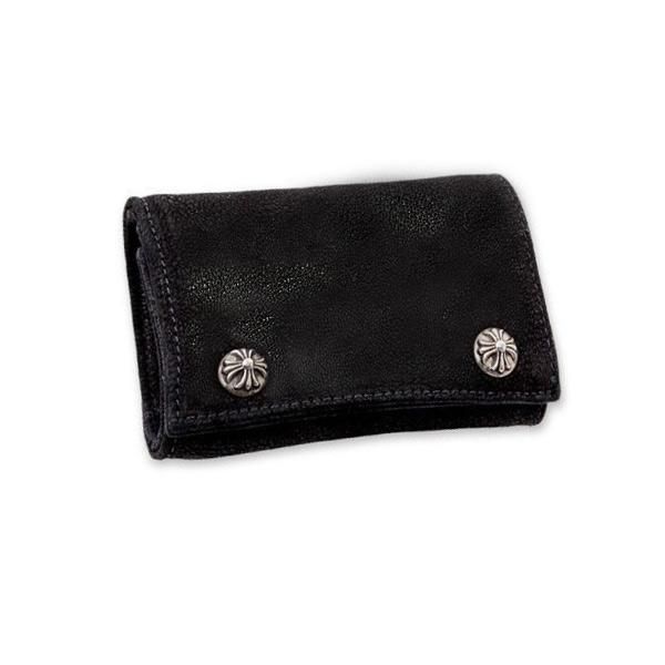 クロムハーツ 3フォールド ウォレット クロスボタン デストロイレザー / CHROME HEARTS 3 fold wallet