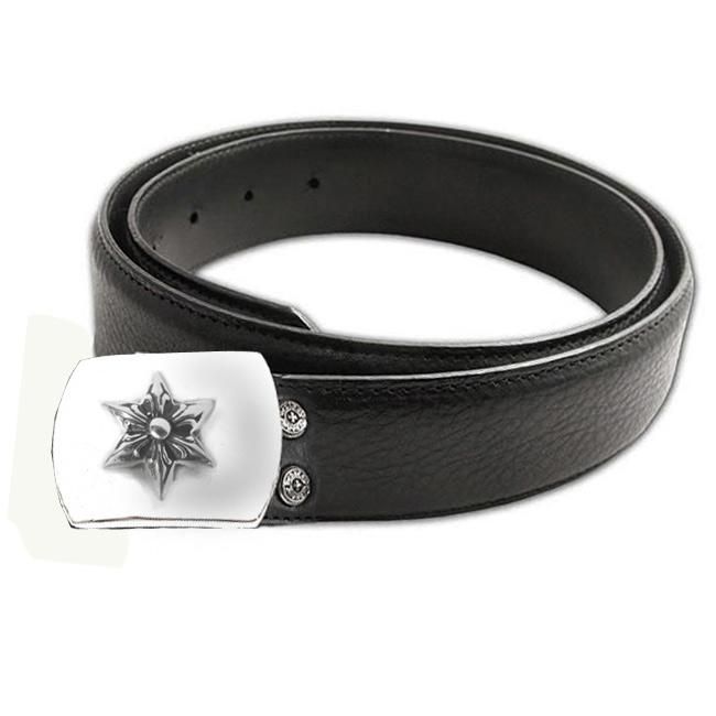 クロムハーツ スター シルバー バックル with 1.5 in レザー ベルト / CHROME HEARTS Star 1.5 in Belt