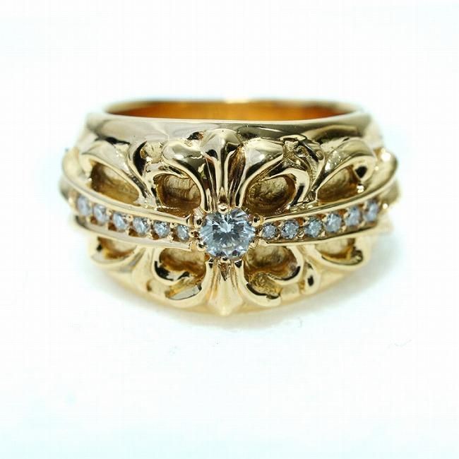 クロムハーツ フローラル クロス リング ２２金 with ダイヤ / CHROME HEARTS Floral Cross Ring