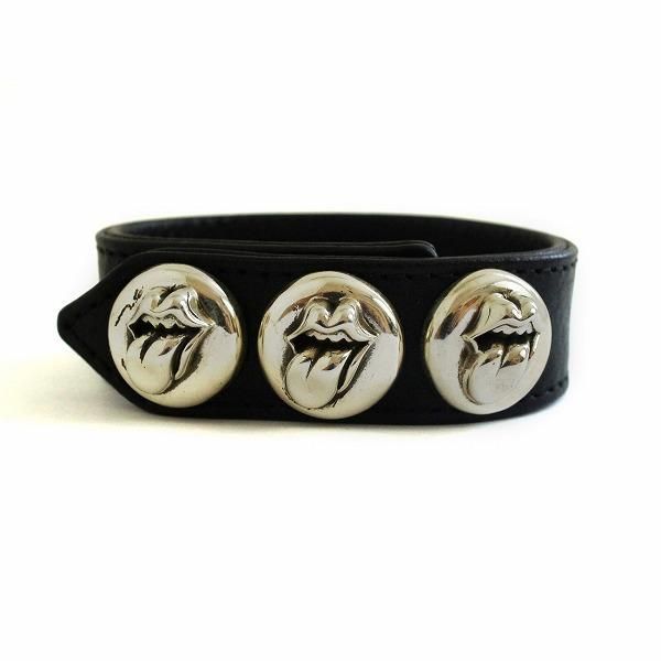 クロムハーツ 3ボタン2スナップ レザーブレスレット リップ＆タン モチーフ / CHROME HEARTS Leather Bracelet