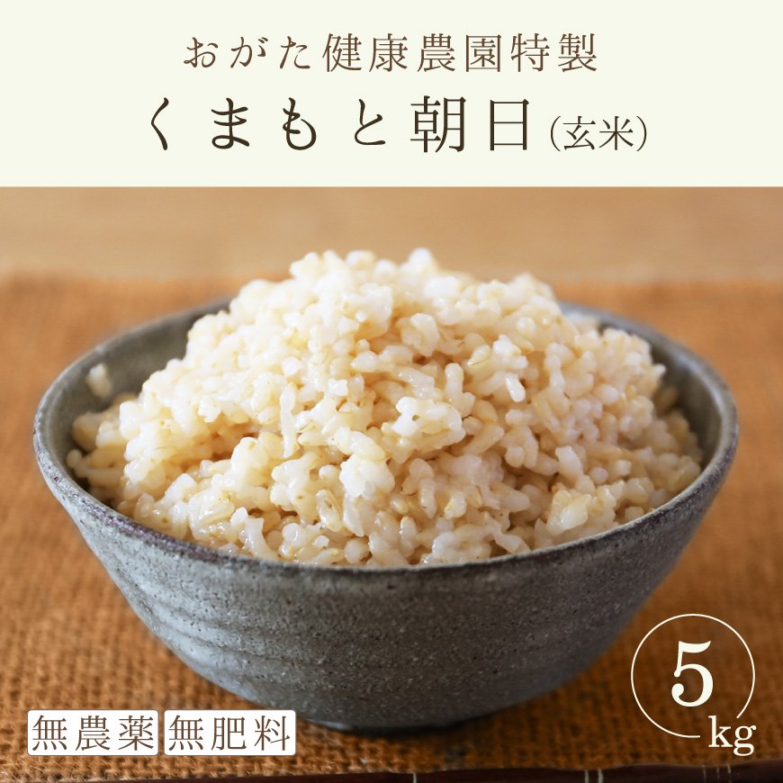 くまもと朝日 玄米（おがた健康農園特製 無農薬・無肥料栽培）5kg-2023