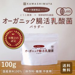 日本の発酵食品からとれた「オーガニック腸活乳酸菌パウダー」（100g）【送料無料】*メール便での発送*_t1