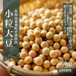 北海道産無農薬大豆「スズマル」（小粒大豆）30kg平譯農園【送料無料】2021年度産