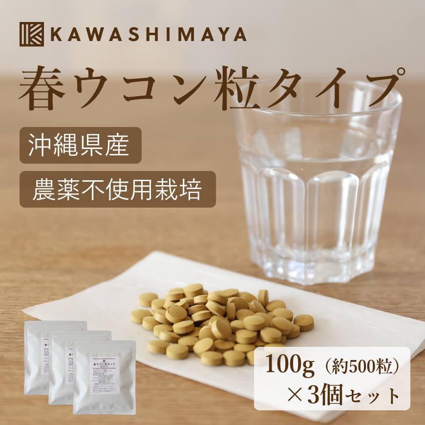 沖縄県産春ウコン粒タイプ300g（100g×3個セット）｜約1500粒で約3ヶ月