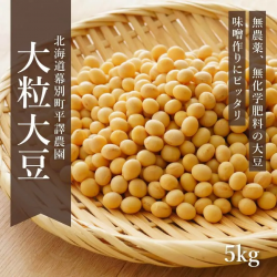 【10％OFF】北海道産無農薬「大粒大豆」 5kg｜平譯農園-2023年秋収穫【旧豆のため】