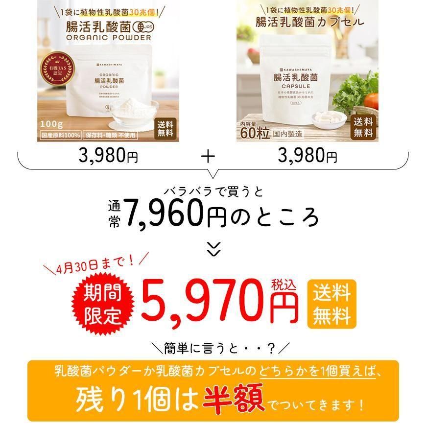 期間限定】乳酸菌パウダー×乳酸菌カプセル｜オーガニック腸活