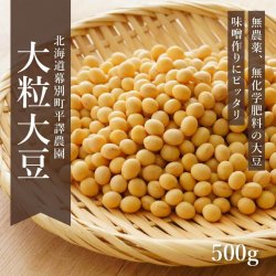 北海道産無農薬「大粒大豆」 500g｜平譯農園-2022年秋収穫