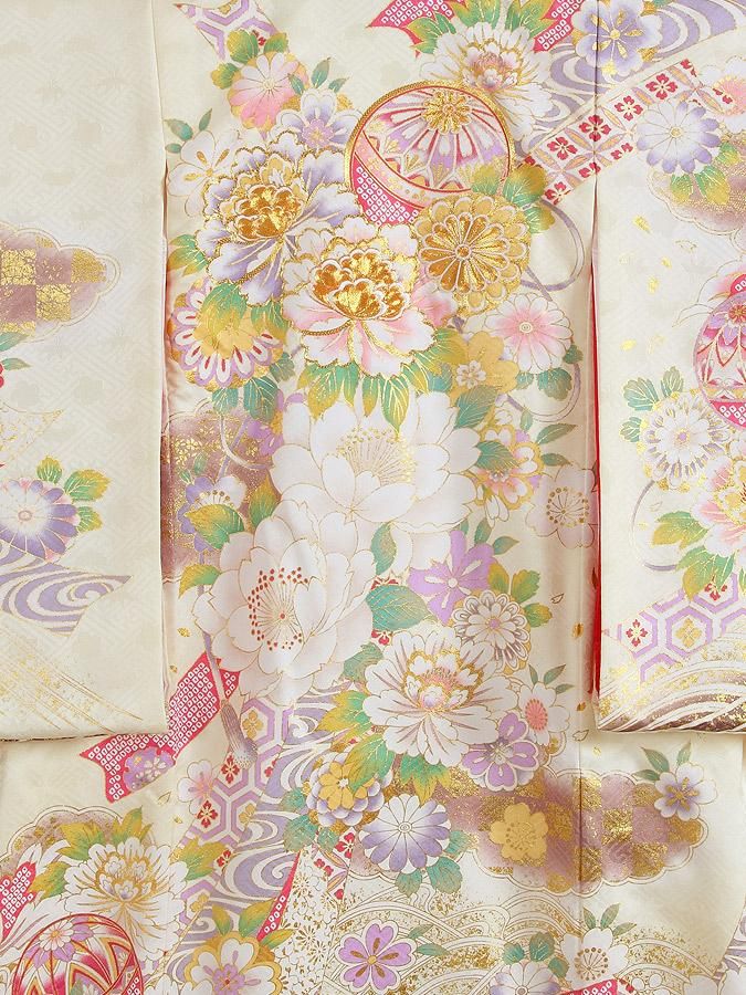 新品正絹産着女の子（祝着）高級京友禅伝統染特選染分辻が花豪華四季花鼓祝い花流水文 新品正絹産着女の子（祝着）高級京友禅伝統染特選染分辻が花豪華