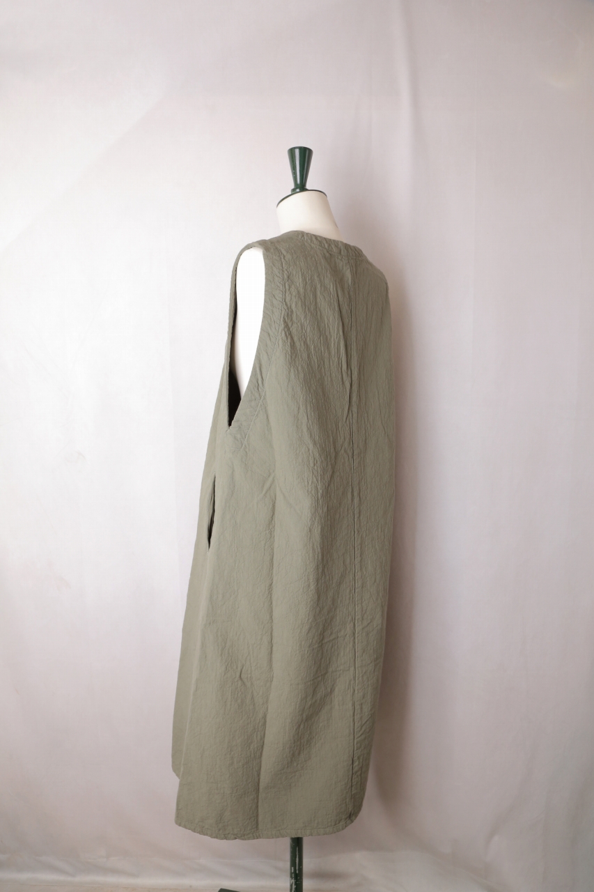 prit（プリット）｜二重織近江晒加工Vネックジャンパースカート（Olive