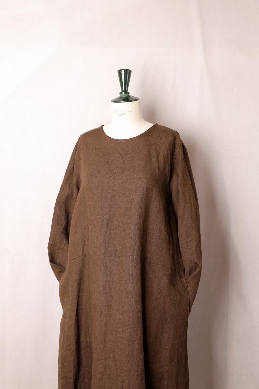 [Vlas Blomme]Cotton Linen Canvasワンピース Vlas Blomme｜Washed Linen Hempワンピース（Smoky Bworn