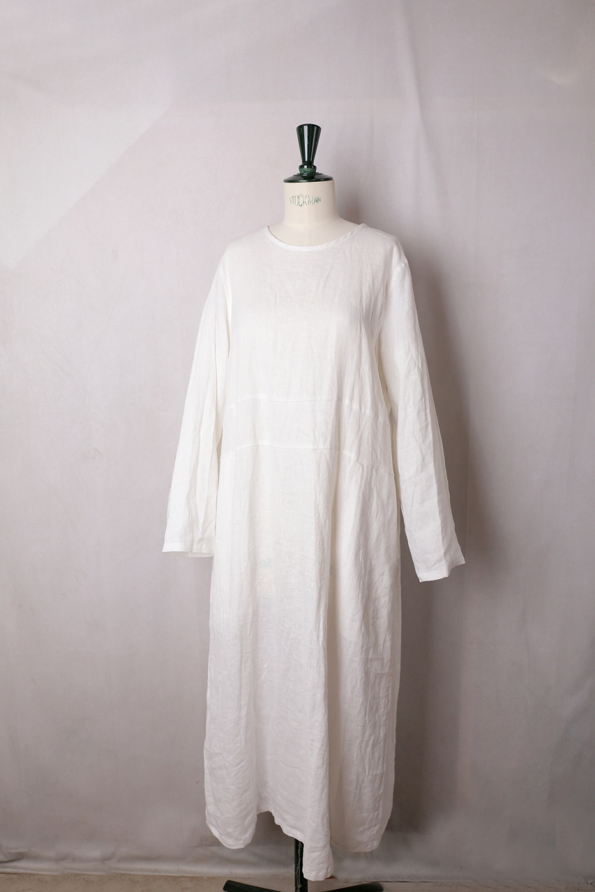[Vlas Blomme]Cotton Linen Canvasワンピース Vlas Blomme｜Washed Linen Hempワンピース（Off White）｜通販