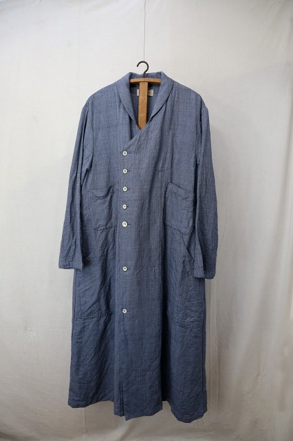 Vlas Blomme (ヴラスブラム)｜Linen Cotton Wool ラチネ Wフロントコートワンピース (Ladies) Blue｜通販 -  ソコノワ