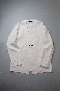 semoh - Antique Linen No Collar Jacket（White）