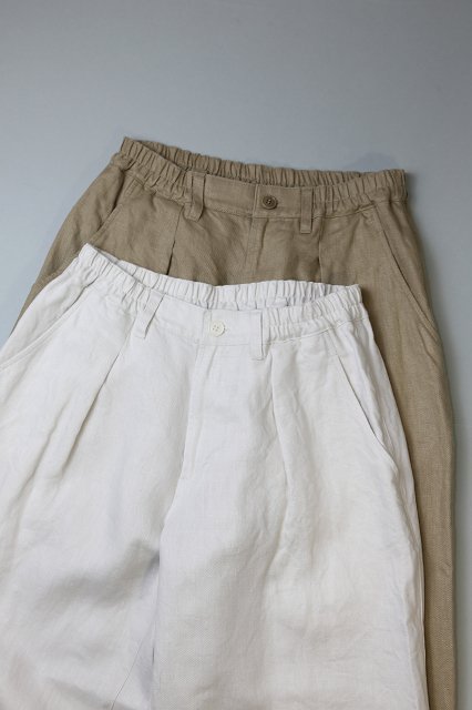 Vlas Blomme（ヴラスブラム）｜Light Linen Twill イージーテーパードパンツ（White,Beige）ladies｜通販 -  ソコノワ