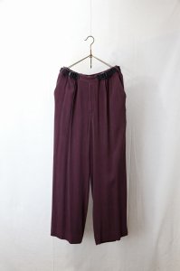 semoh - Cupro Rayon Belted Trousers（Red wine）