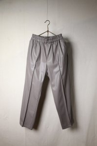 semoh - Synthetic Leather Pin Tuck Easy Trousers（Gray）