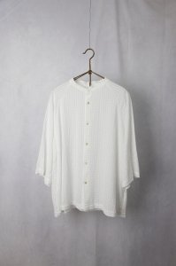 prit - からみ織り7分袖スタンドカラークレリックシャツ（Off White）