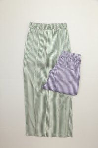 semoh - Printed Stripe Pin Tuck Easy Trousers（Pink,Blue）
