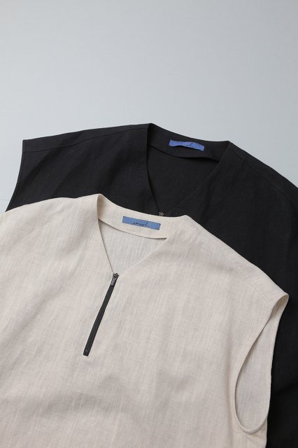 semoh（セモー）｜Cotton Linen Sleeveless Shirt（Natural,Black）｜通販 - ソコノワ