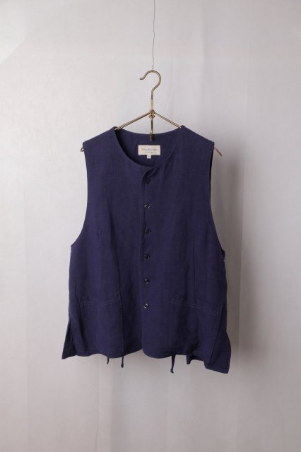 Vlas Blomme（ヴラスブラム）｜Linen Viscose Canvas バックフレアジレ（Navy）｜通販 - ソコノワ