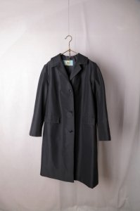 LILY 1ST VINTAGE - 1970's French Balmacaan Satin Coat（Black）