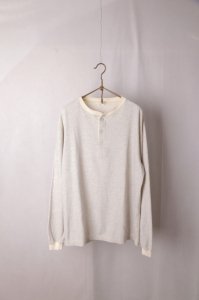 LOOP&WEFT - DOUBLE FACE VINTAGE PINSTRIPE RIB KNIT L/S HENLEY（Feather Grey）