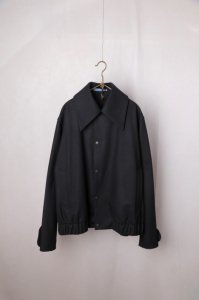 semoh - Flannel Wide Coller Jacket（Black）