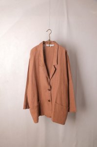 LILY 1ST VINTAGE - 1980's Italian Brown Linen Jacket by ALBERT PAPALE（Fade Brown）