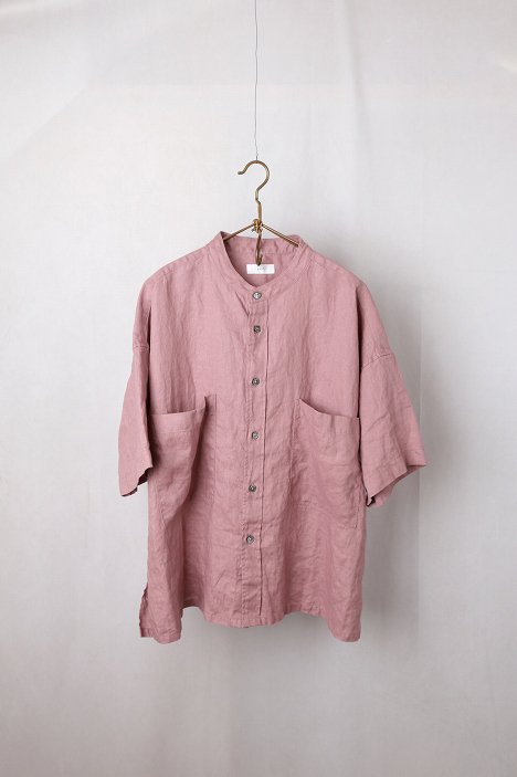 prit（プリット）｜フレンチリネンキャンバス5分袖スタンドカラー