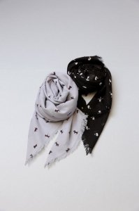 R&D.M.Co-GAUZE SHAWLTerrier,Swan