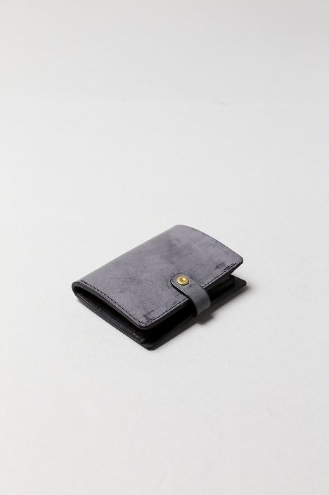 コンパクトウォレット(ダークブラウン) コンパクトウォレット ブラウン＆グレー×焦げ茶(糸) | QINORA CRAFT