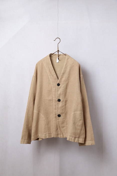 prit（プリット）25/1フレンチリネンツイル起毛ノーカラージャケット