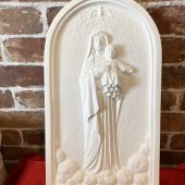アーチ型　聖母子レリーフ（室内用36cm）白色仕上げ