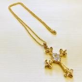 キュービックジルコニア使用 ゴージャスクロスネックレス/ゴールド