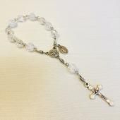 ハンドメイド《クラッククリスタル×クォーツ》十字架 ミニロザリオ