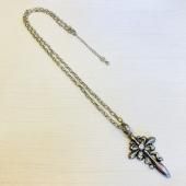 百合デザイン 十字架ネックレス