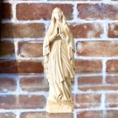 イタリア製ルルドのマリア像聖母像一刀彫ハンドメイド(高さ12cm)