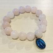 ピンククォーツ12mm珠メダイ付きブレスレット