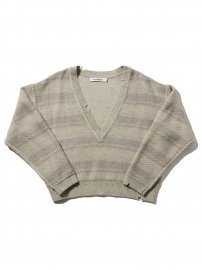 <img class='new_mark_img1' src='https://img.shop-pro.jp/img/new/icons13.gif' style='border:none;display:inline;margin:0px;padding:0px;width:auto;' />ORGANIZED V NECK BORDER SWEATER/A/W MIX YARN