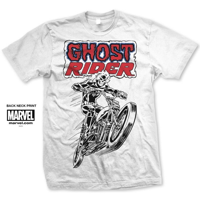 GHOST RIDER Marvel Comics White, 映画Tシャツ